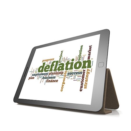 simsearch:400-04644175,k - Deflation word cloud on tablet image with hi-res rendered artwork that could be used for any graphic design. Foto de stock - Super Valor sin royalties y Suscripción, Código: 400-08094260