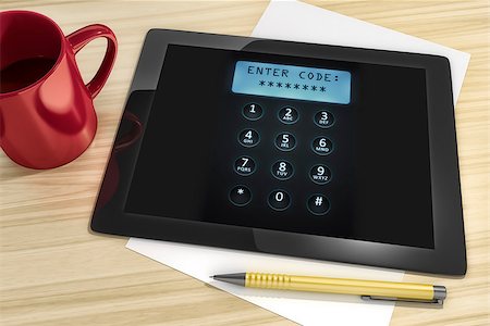 simsearch:400-08530598,k - An image of a tablet pc with digital dial plate enter code Stock Photo - Budget Royalty-Free & Subscription, Code: 400-08094448