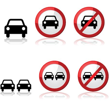 simsearch:400-06553976,k - Icon set showing traffic signs with one or two cars Foto de stock - Royalty-Free Super Valor e Assinatura, Número: 400-08094501