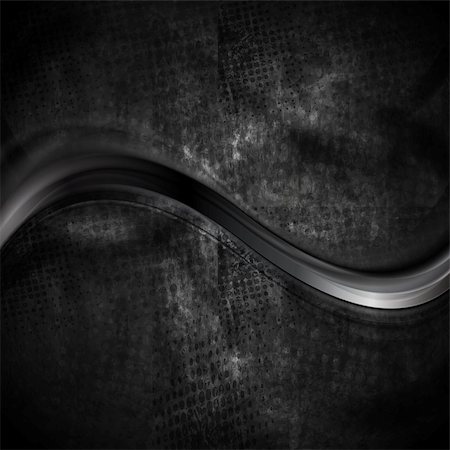 simsearch:400-08291134,k - Black smooth wave on dark grunge background. Vector design Stock Photo - Budget Royalty-Free & Subscription, Code: 400-08094537