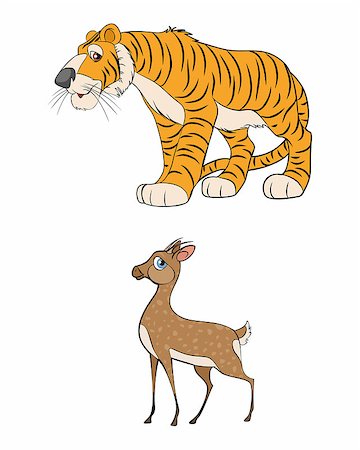 simsearch:400-09051026,k - Vector illustration of a two anomals - gazelle and tiger Photographie de stock - Aubaine LD & Abonnement, Code: 400-08094574