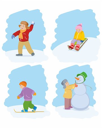 simsearch:400-08415463,k - Vector illustration of a children onside winter game Stock Photo - Budget Royalty-Free & Subscription, Code: 400-08094599