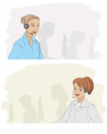 simsearch:400-04472832,k - Vector illustration of a two callcenter girls Stock Photo - Budget Royalty-Free & Subscription, Code: 400-08094592