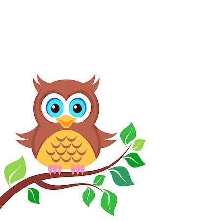 simsearch:400-08557267,k - Cute colorful owl on the branch white background Stock Photo - Budget Royalty-Free & Subscription, Code: 400-08094650