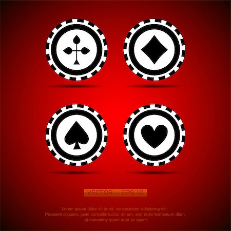 simsearch:400-04672615,k - black casino chip isolated on red background Stock Photo - Budget Royalty-Free & Subscription, Code: 400-08094699