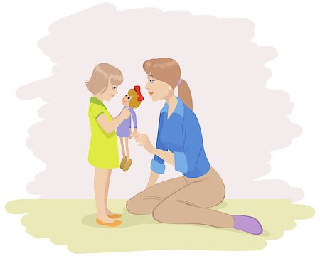 Vector illustration of a mother playing with daughter Stock Photo - Budget Royalty-Free & Subscription, Code: 400-08094754