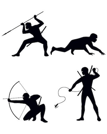 simsearch:400-05705321,k - Vector illustration of a four ninja  silhouettes Fotografie stock - Microstock e Abbonamento, Codice: 400-08094764