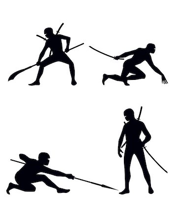 simsearch:400-05705321,k - Vector illustration of a four ninja set Fotografie stock - Microstock e Abbonamento, Codice: 400-08094803