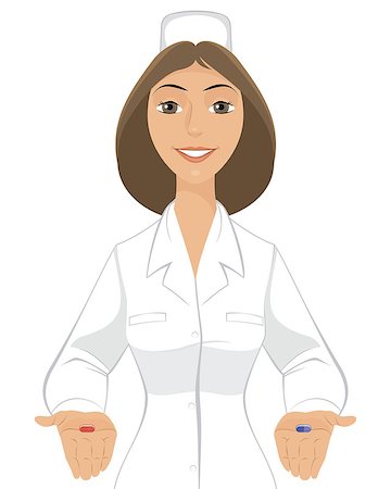 Vector illustration of a nurse with two pills Stock Photo - Budget Royalty-Free & Subscription, Code: 400-08094812