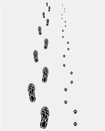 footprints on a path vector - Footprints of man and dog, vector illustration Stock Photo - Budget Royalty-Free & Subscription, Code: 400-08094876
