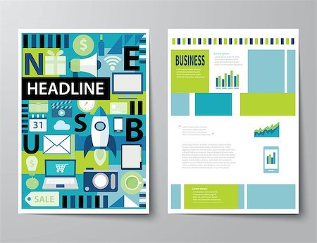 headline startup set of magazine cover , flyer, brochure flat design templates Stock Photo - Budget Royalty-Free & Subscription, Code: 400-08094897