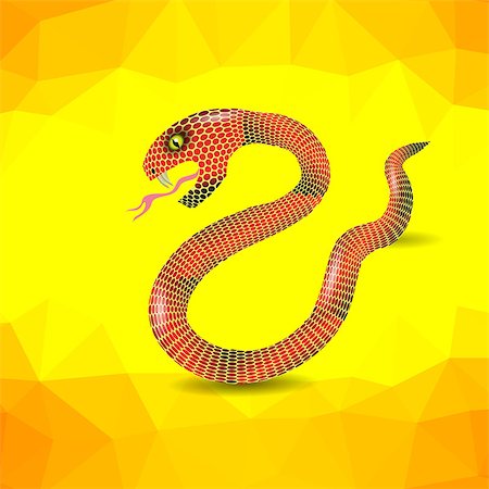 simsearch:400-08290498,k - Red Snake Ready to Attack on Yellow Polygonal Background. Stock Photo - Budget Royalty-Free & Subscription, Code: 400-08094969