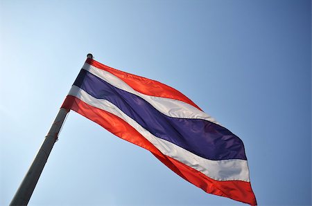 simsearch:622-02621533,k - Flag of Thailand or Siam in blue sky Stock Photo - Budget Royalty-Free & Subscription, Code: 400-08095159