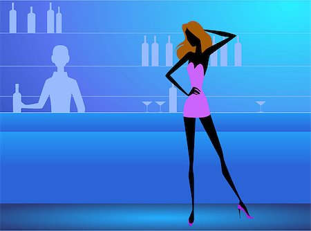 simsearch:400-08530618,k - Vector illustration of a girl in the club Foto de stock - Royalty-Free Super Valor e Assinatura, Número: 400-08095189