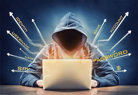 stalker - picture of a hacker on a computer Stockbilder - Microstock & Abonnement, Bildnummer: 400-08095294