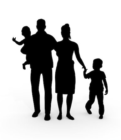 Illustration of a family unit consisting of two adults and two children Stock Photo - Budget Royalty-Free & Subscription, Code: 400-08095466