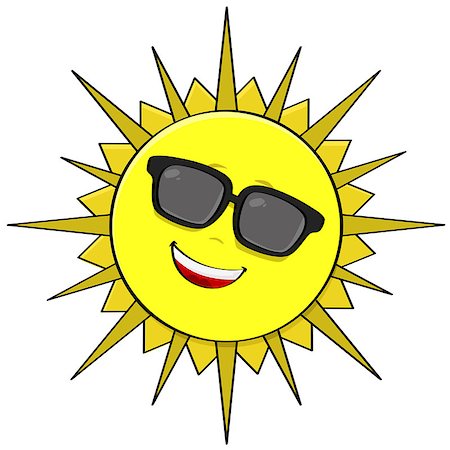 sun protection cartoon - Cartoon illustration showing the sun wearing shades and smiling Stock Photo - Budget Royalty-Free & Subscription, Code: 400-08095498