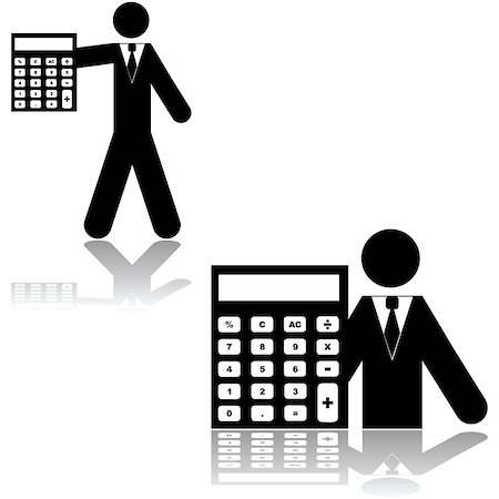 rimborso - Icon showing a person alongside a calculator, symbolizing an accountant Fotografie stock - Microstock e Abbonamento, Codice: 400-08095499