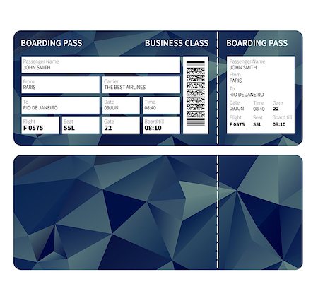 Airline boarding pass ticket for business class. Vector illustration. Foto de stock - Super Valor sin royalties y Suscripción, Código: 400-08095549