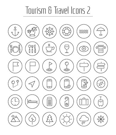 Vector set of modern inline thin icons of travel and tourism metaphors, set 2 Stock Photo - Budget Royalty-Free & Subscription, Code: 400-08095565