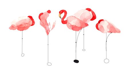 simsearch:400-04519315,k - Watercolor illustration of a red flamingo isolated on white Fotografie stock - Microstock e Abbonamento, Codice: 400-08095625