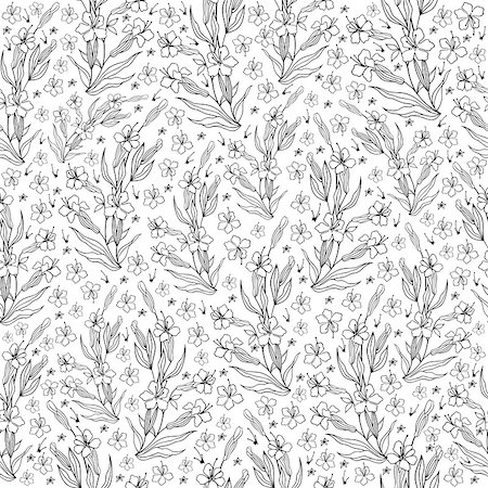 simsearch:400-07933390,k - Illustration of seamless floral pattern in black and white colors isolated Photographie de stock - Aubaine LD & Abonnement, Code: 400-08095727