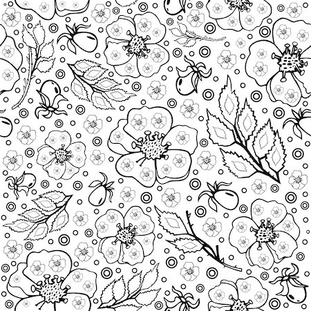 simsearch:400-08198402,k - Illustration of seamless abstract floral pattern in black and white colors Foto de stock - Super Valor sin royalties y Suscripción, Código: 400-08095734