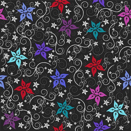 simsearch:400-09170984,k - Illustration of seamless pattern from colorful flowers on grey background Stockbilder - Microstock & Abonnement, Bildnummer: 400-08095736