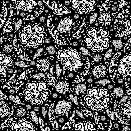 simsearch:400-06093261,k - Illustration of seamless floral background in black and white colours Fotografie stock - Microstock e Abbonamento, Codice: 400-08095737