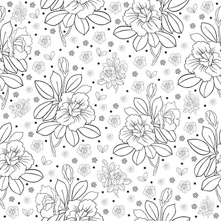 simsearch:400-08198402,k - Illustration of seamless abstract floral pattern in black and white colors Foto de stock - Super Valor sin royalties y Suscripción, Código: 400-08095730