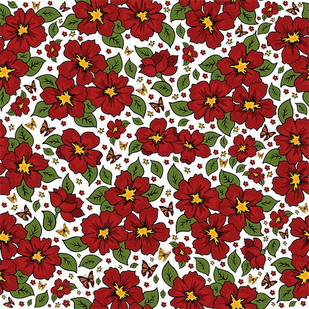simsearch:400-07933409,k - Illustration of seamless floral background in red and green colours isolated Photographie de stock - Aubaine LD & Abonnement, Code: 400-08095733