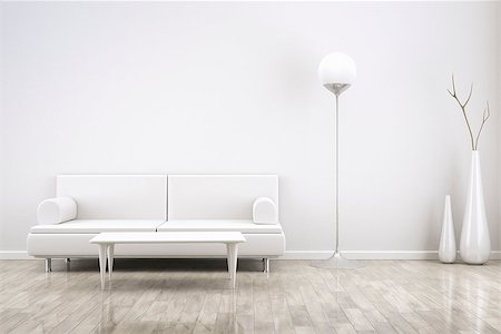 simsearch:400-07981410,k - 3D rendering of a white room with a sofa Stock Photo - Budget Royalty-Free & Subscription, Code: 400-08095824