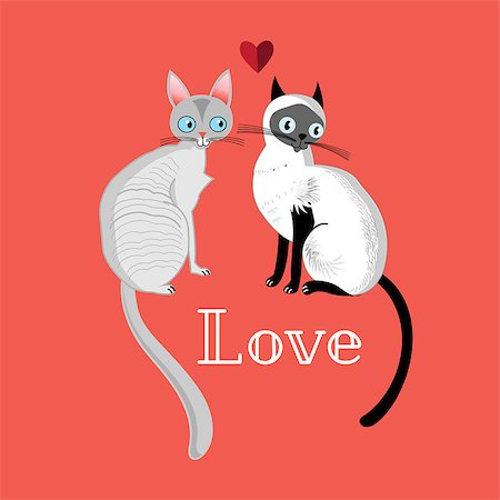 simsearch:400-07933418,k - funny cats in love on a red background Photographie de stock - Aubaine LD & Abonnement, Code: 400-08095857