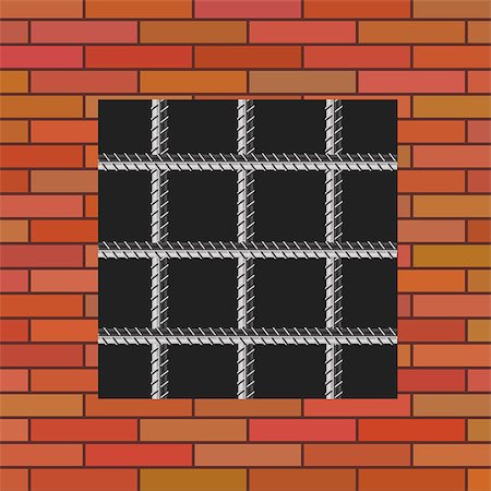 Prison Window 0n Red Brick Wall. Jail Wall with Window. Photographie de stock - Aubaine LD & Abonnement, Code: 400-08095905