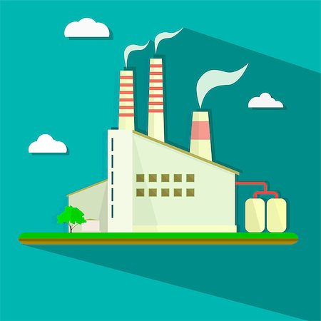 simsearch:400-08045881,k - Vector illustration of industrial power plant in flat style. Stock Photo - Budget Royalty-Free & Subscription, Code: 400-08096155