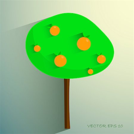 egor_zaharov (artist) - simple stylized orange tree on light background. Vector Eps 10 Fotografie stock - Microstock e Abbonamento, Codice: 400-08096159