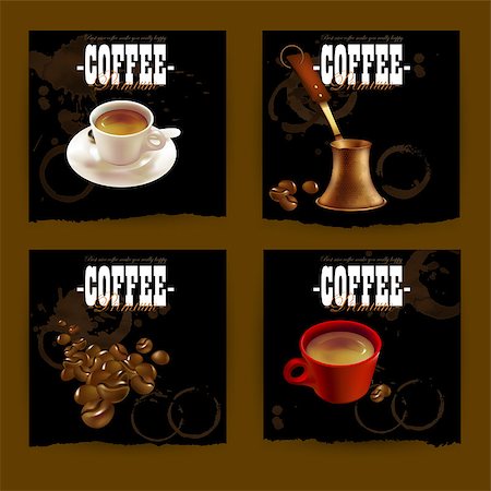 simsearch:400-05679302,k - set of four pictures on the theme of coffee, united by one background Photographie de stock - Aubaine LD & Abonnement, Code: 400-08096234