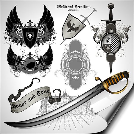 simsearch:640-02948137,k - set of medieval heraldic elements with shields and weapons Photographie de stock - Aubaine LD & Abonnement, Code: 400-08096236