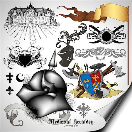 simsearch:640-02948137,k - set of medieval heraldic elements with shields and weapons Photographie de stock - Aubaine LD & Abonnement, Code: 400-08096244