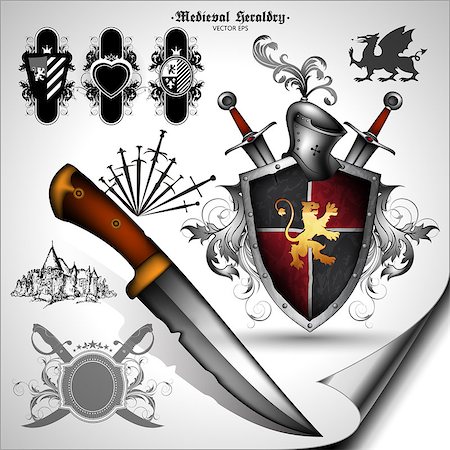 simsearch:640-02948137,k - set of medieval heraldic elements with shields and weapons Photographie de stock - Aubaine LD & Abonnement, Code: 400-08096240