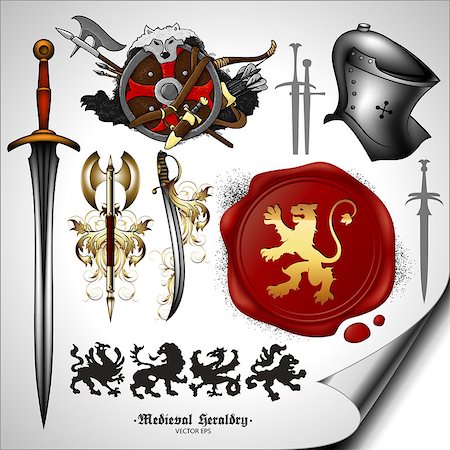 simsearch:640-02948137,k - set of medieval heraldic elements with shields and weapons Photographie de stock - Aubaine LD & Abonnement, Code: 400-08096243