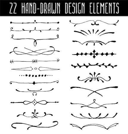 elegant dividers - Set of hand-drawn line border dividers and design element. Vector illustrtion Stock Photo - Budget Royalty-Free & Subscription, Code: 400-08096273