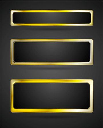 shiny black carbon - Golden metal banner frame. Vector abstract border Stock Photo - Budget Royalty-Free & Subscription, Code: 400-08096378