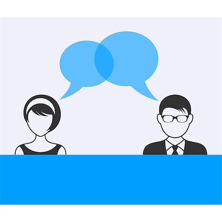 Man and woman with dialog speech bubbles Stock Photo - Budget Royalty-Free & Subscription, Code: 400-08096524