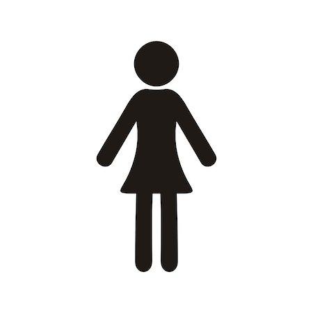 simsearch:400-05131090,k - Single black vector woman icon on white background Stock Photo - Budget Royalty-Free & Subscription, Code: 400-08096533