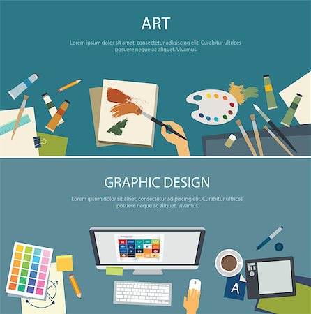 simsearch:400-08530598,k - art education and graphic design web banner flat design Stock Photo - Budget Royalty-Free & Subscription, Code: 400-08096602