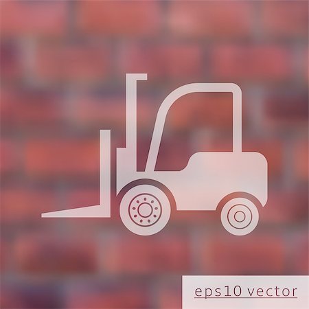 simsearch:400-08260997,k - Vector forklift truck icon on brick wall background Fotografie stock - Microstock e Abbonamento, Codice: 400-08096659