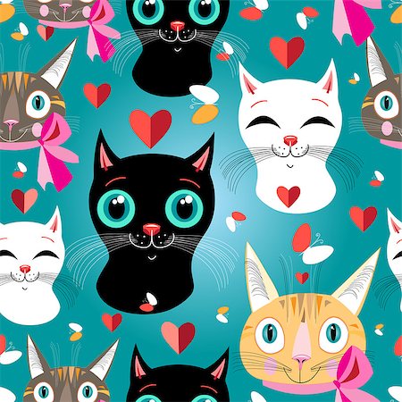 simsearch:400-07933418,k - seamless pattern of funny cats portraits Photographie de stock - Aubaine LD & Abonnement, Code: 400-08096868