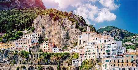 View of Amalfi. Amalfi is a charming, peaceful resort town on the scenic Amalfi Coast of Italy. Stock Photo - Budget Royalty-Free & Subscription, Code: 400-08096935