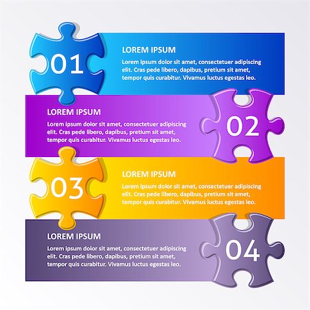 simsearch:400-08096963,k - Vector infographic puzzle design template with numbered options Fotografie stock - Microstock e Abbonamento, Codice: 400-08096964